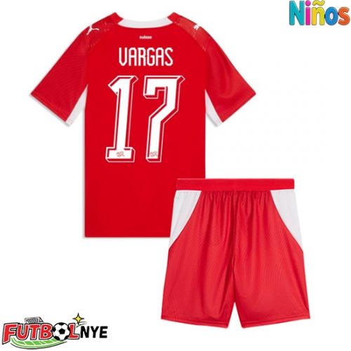 Camiseta Suiza Ruben Vargas #17 Primera Equipación para niños Mundial 2026 manga corta (+ pantalones cortos)